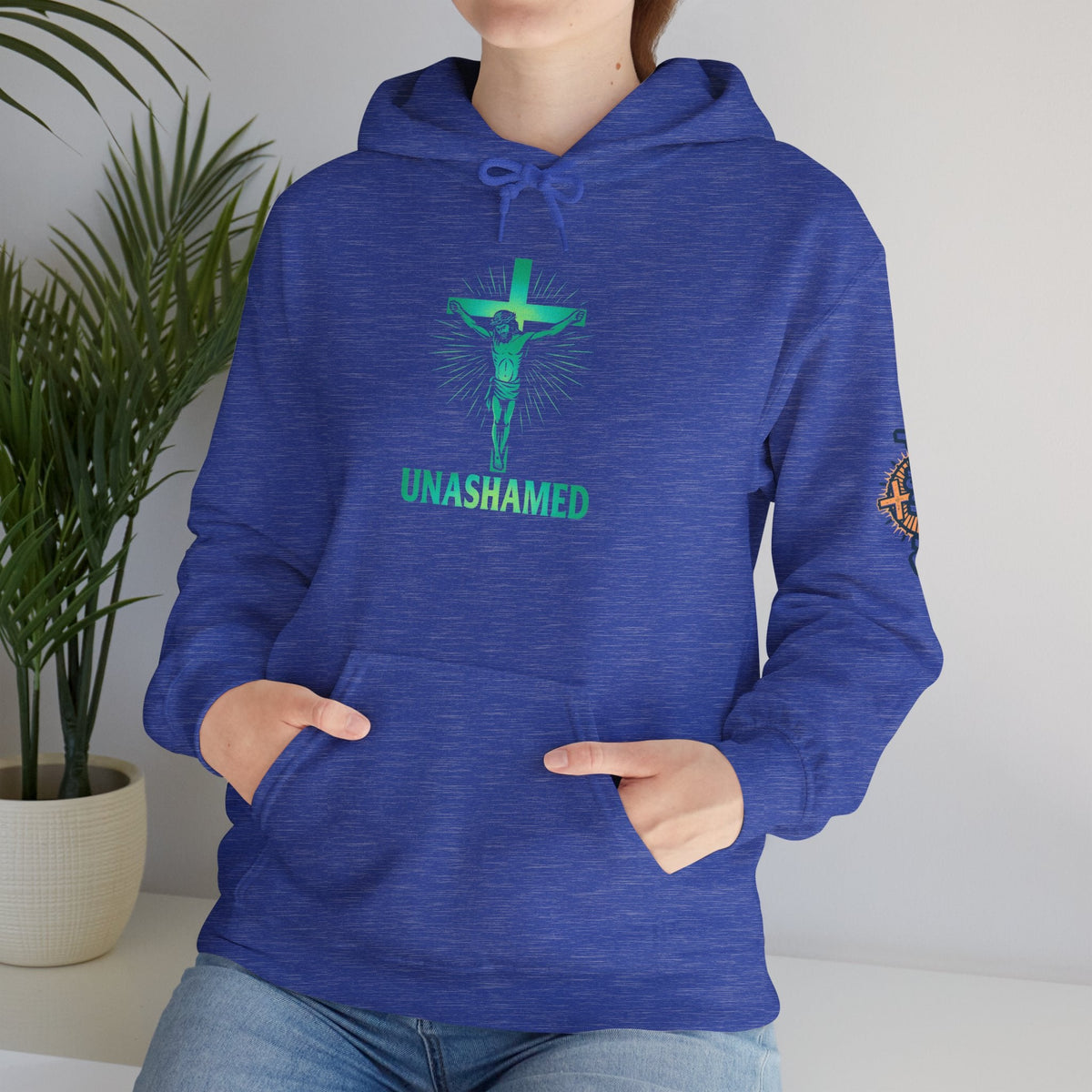 Unashamed Hoodie – Romans 1:16 Crucifixion Christian Hoodie for Bold Unwavering Faith Printify