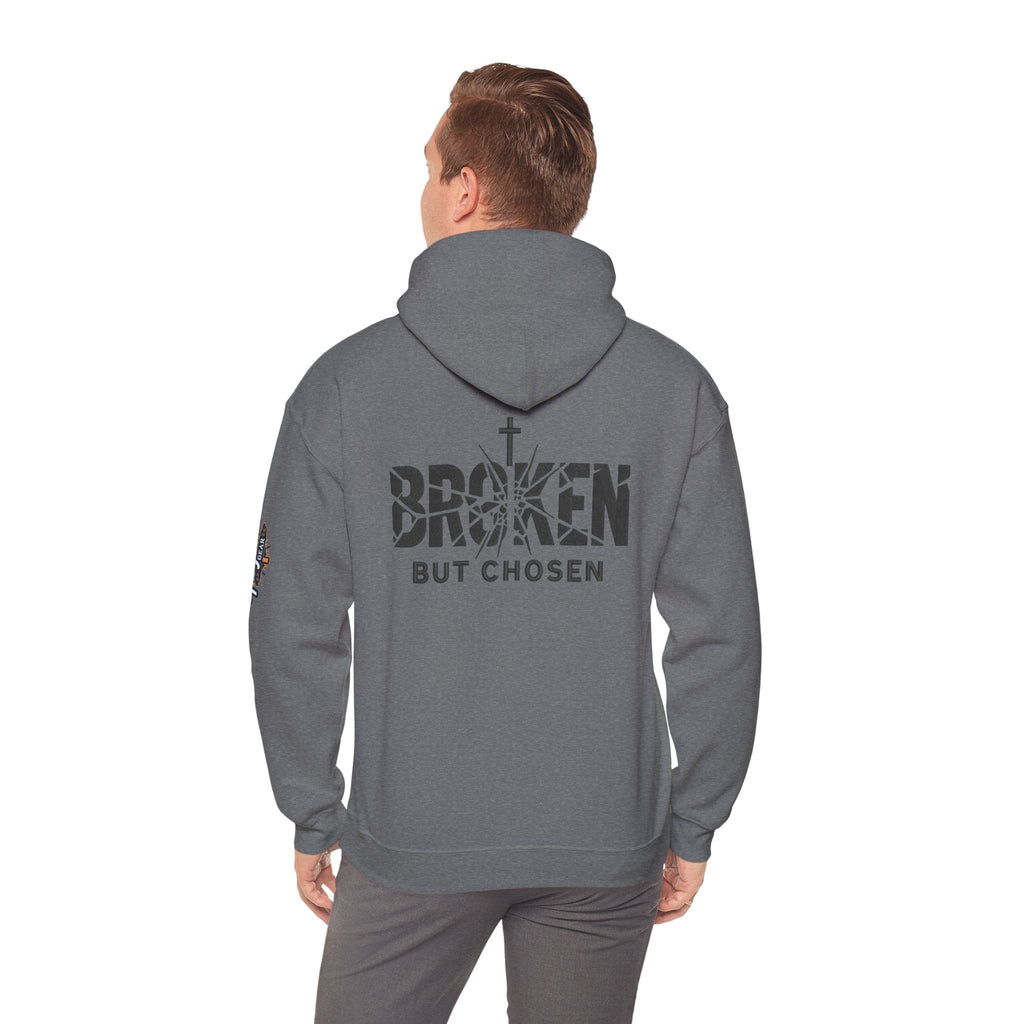 Broken But Chosen Hoodie — Christian Faith Graphic Sweatshirt Printify
