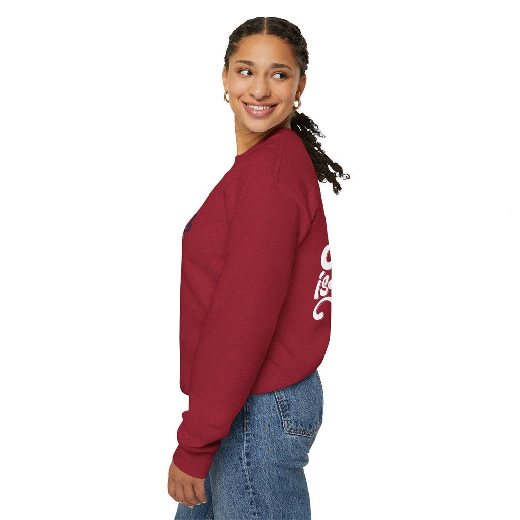 Jesus is King Sweatshirt – Bold Crown & Cross Christian Hoodie for Eternal Faith & Comfort Printify