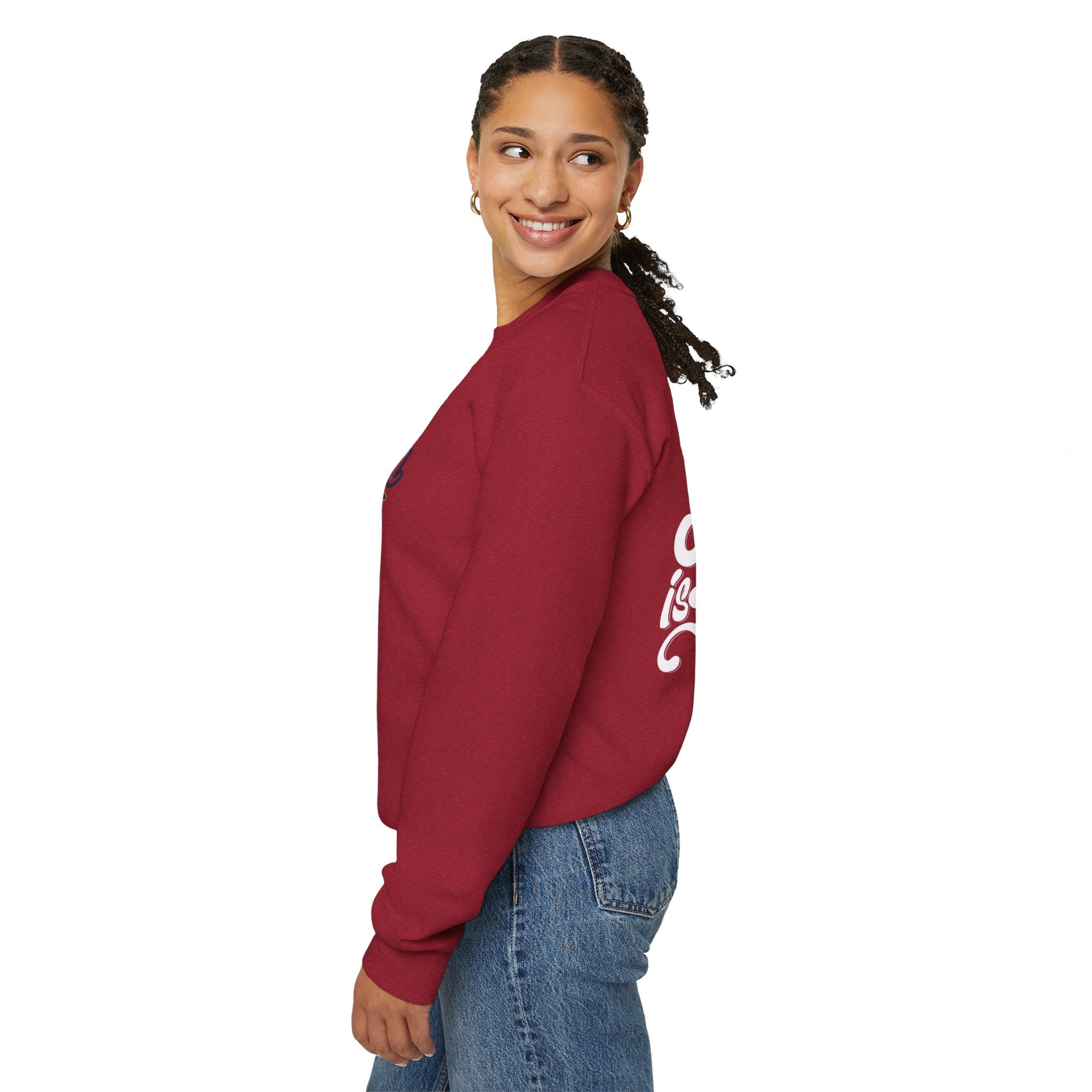 Jesus is King Sweatshirt – Bold Crown & Cross Christian Hoodie for Eternal Faith & Comfort Printify
