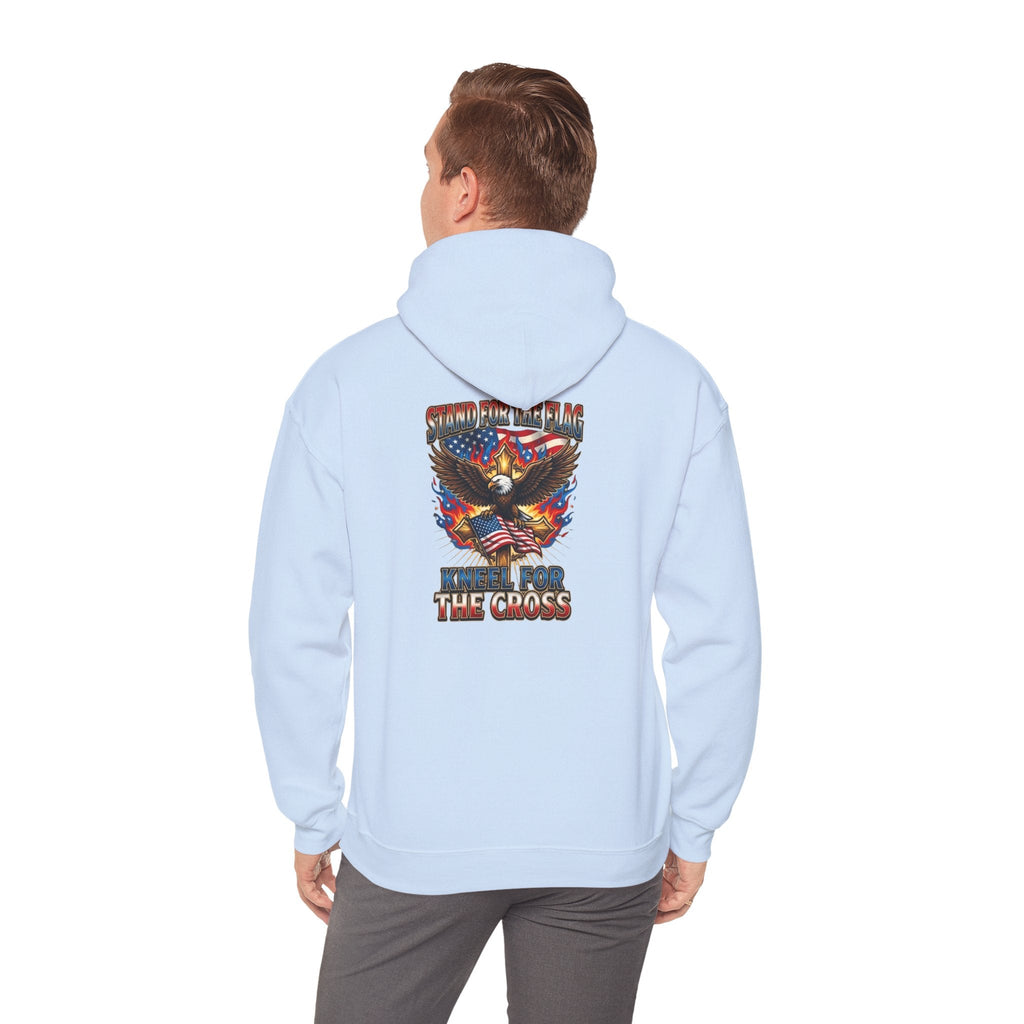 Stand for the Flag Kneel for the Cross Hoodie | Patriotic Eagle Hoodie Printify