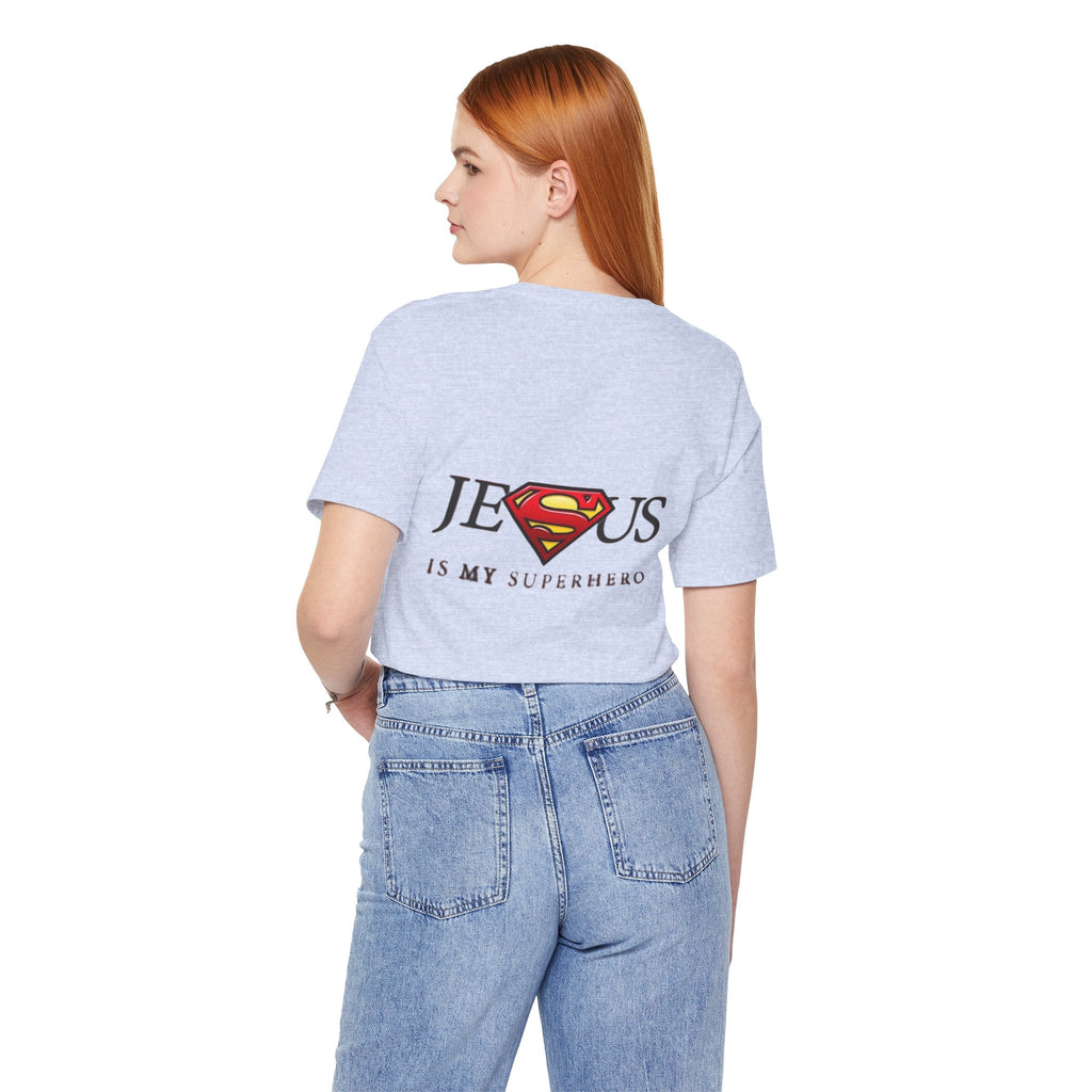 Jesus Is My Superhero T-Shirt — Faith-Based Superman-Inspired Tee Printify