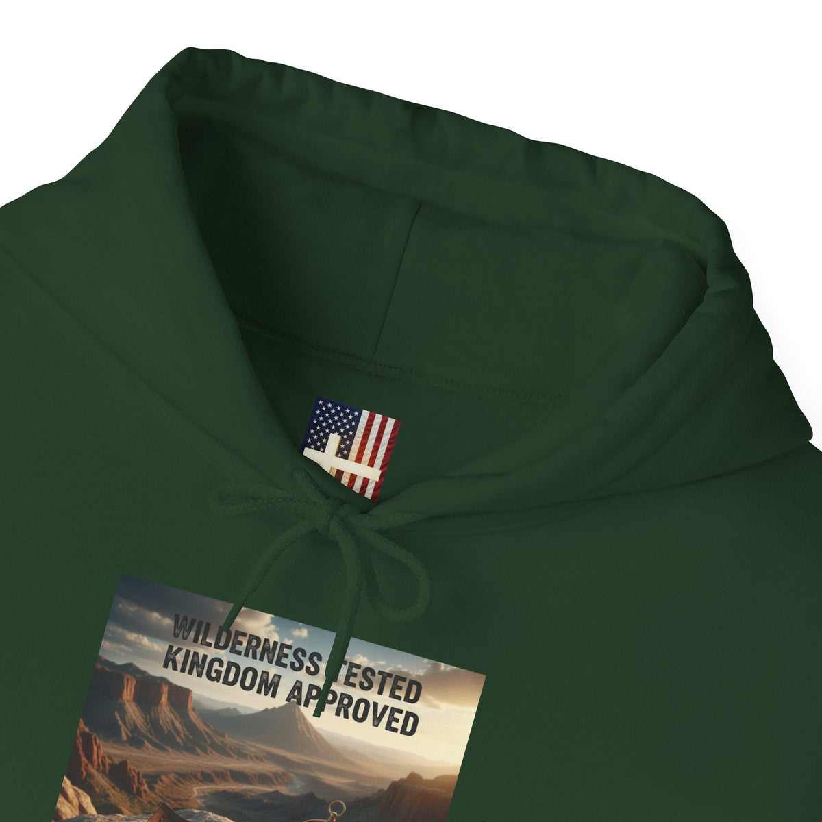 Wilderness Tested Kingdom Approved Hoodie – Mountain Desert Compass Crown Christian Sweatshirt for Biblical Adventure Faith Printify