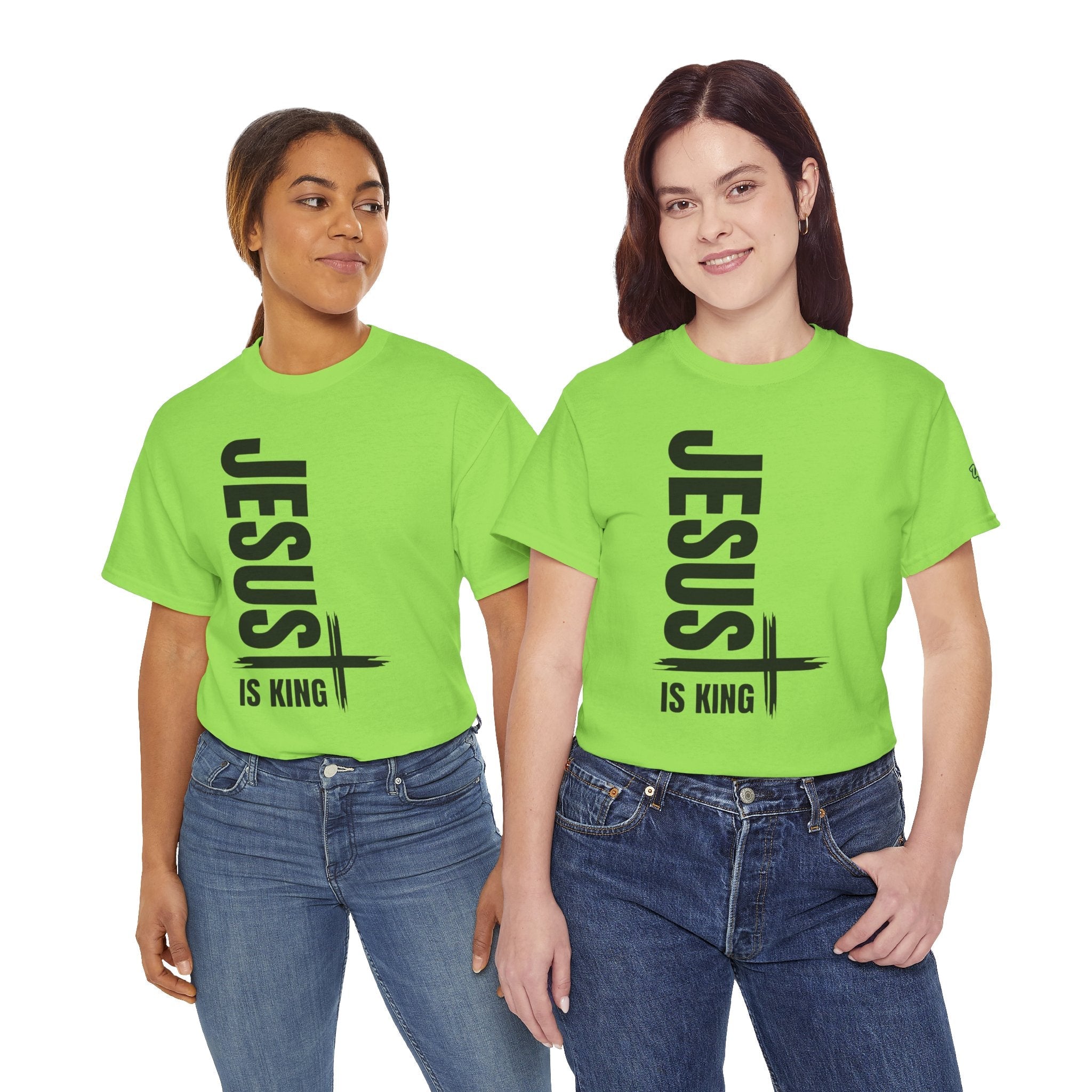 Jesus Is King T-shirt | Modern Typographic Cross Christian T-shirt Printify