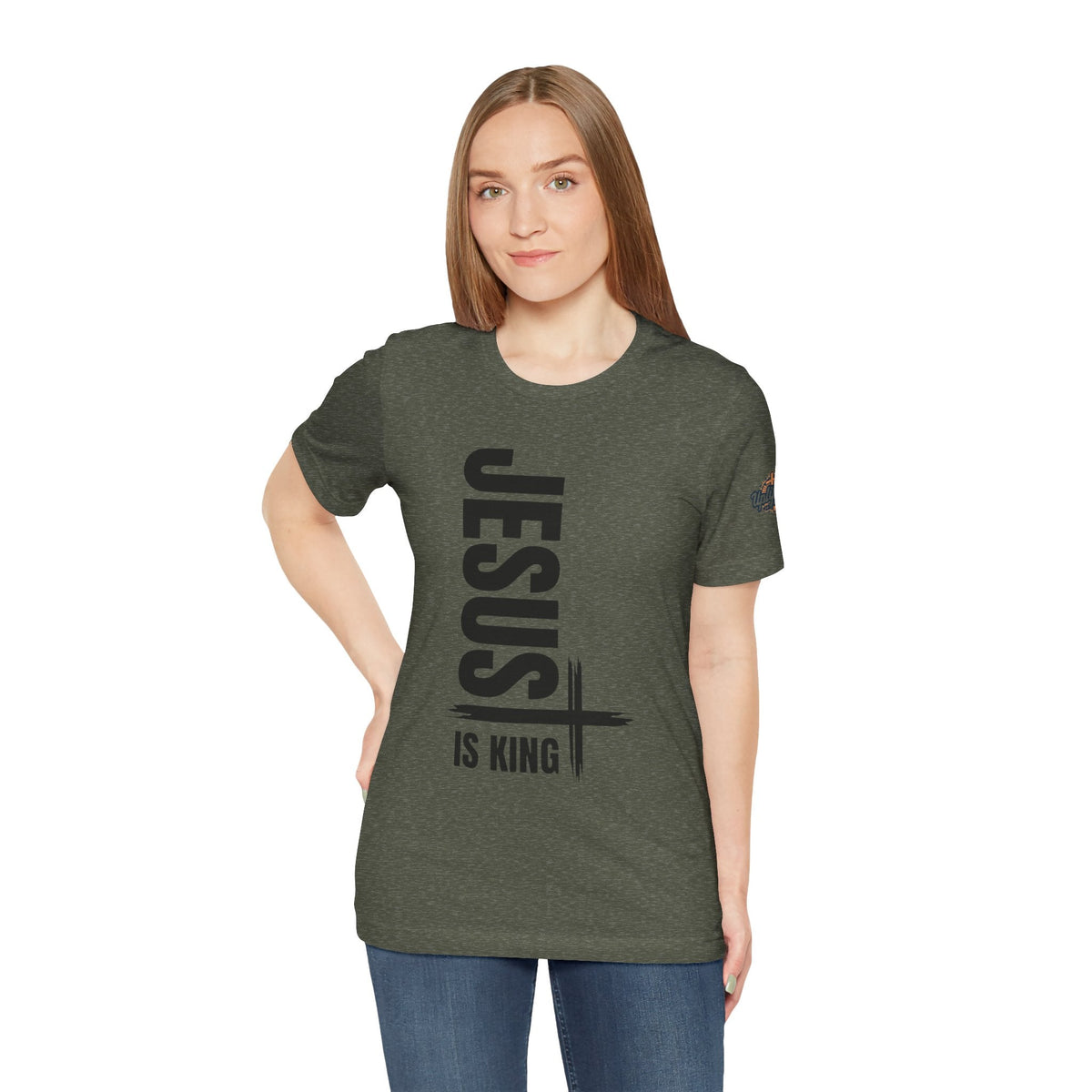 Jesus Is King T-shirt | Modern Typographic Cross Christian T-shirt Printify