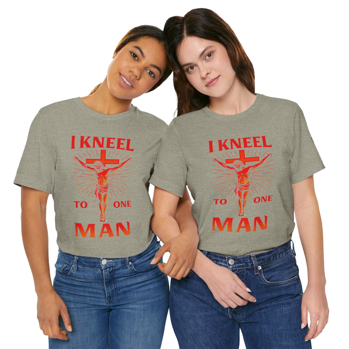 I Kneel to One Man T-shirt – Crucifixion Christian T-shirt for Unashamed Devotion & Bold Faith Printify
