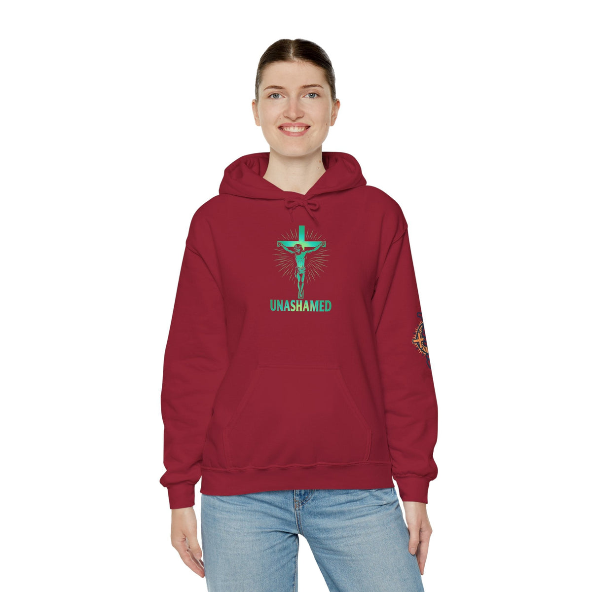 Unashamed Hoodie – Romans 1:16 Crucifixion Christian Hoodie for Bold Unwavering Faith Printify