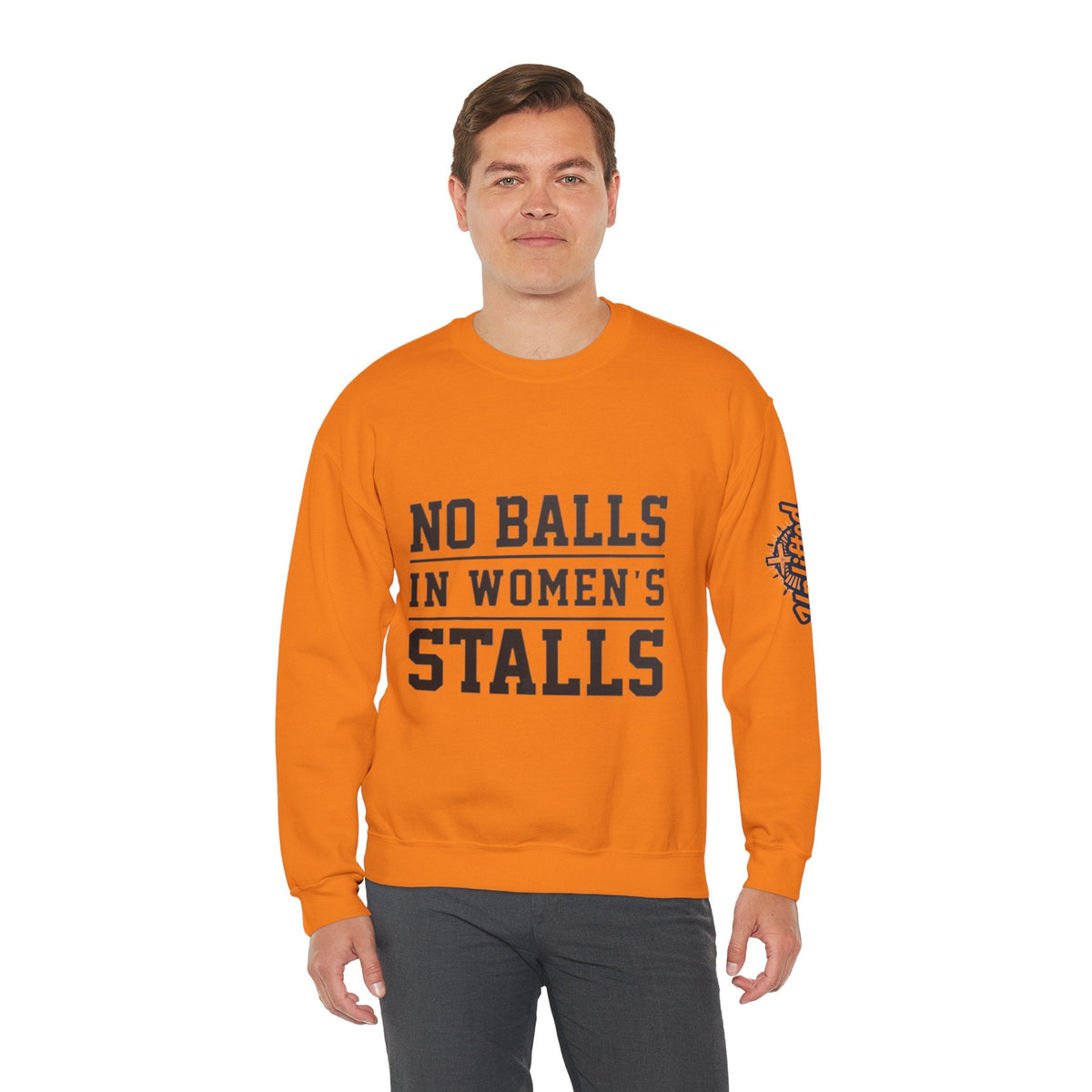 No Balls in Women's Stalls Crewneck Sweatshirt — Bold Statement Pullover Printify