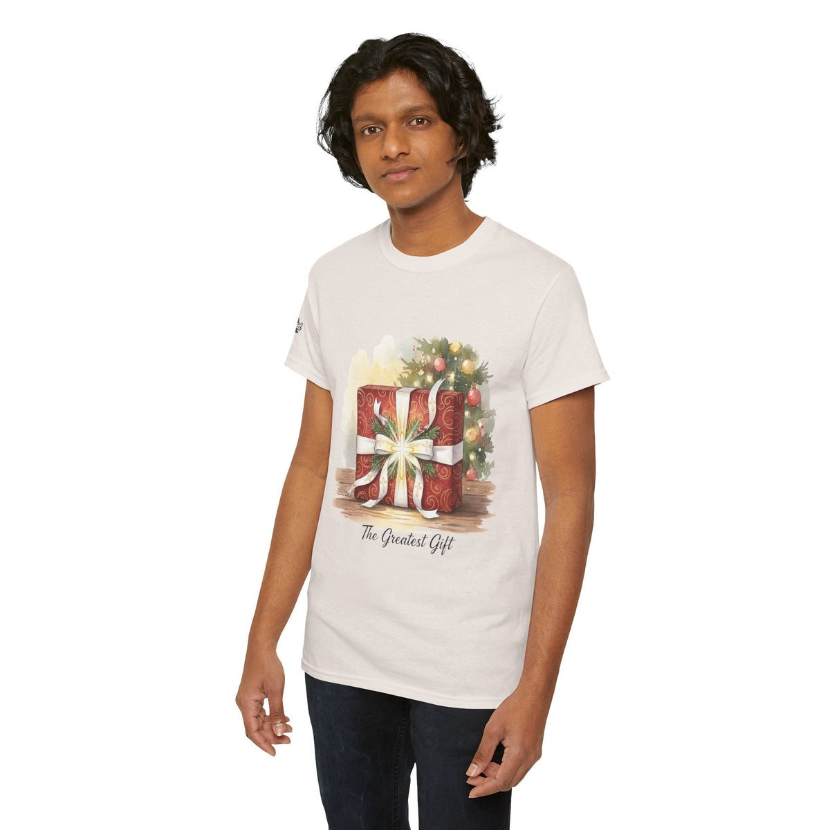 The Greatest Gift T-shirt – Cross Bow Present Christian T-shirt for Christmas Salvation & Eternal Faith Printify