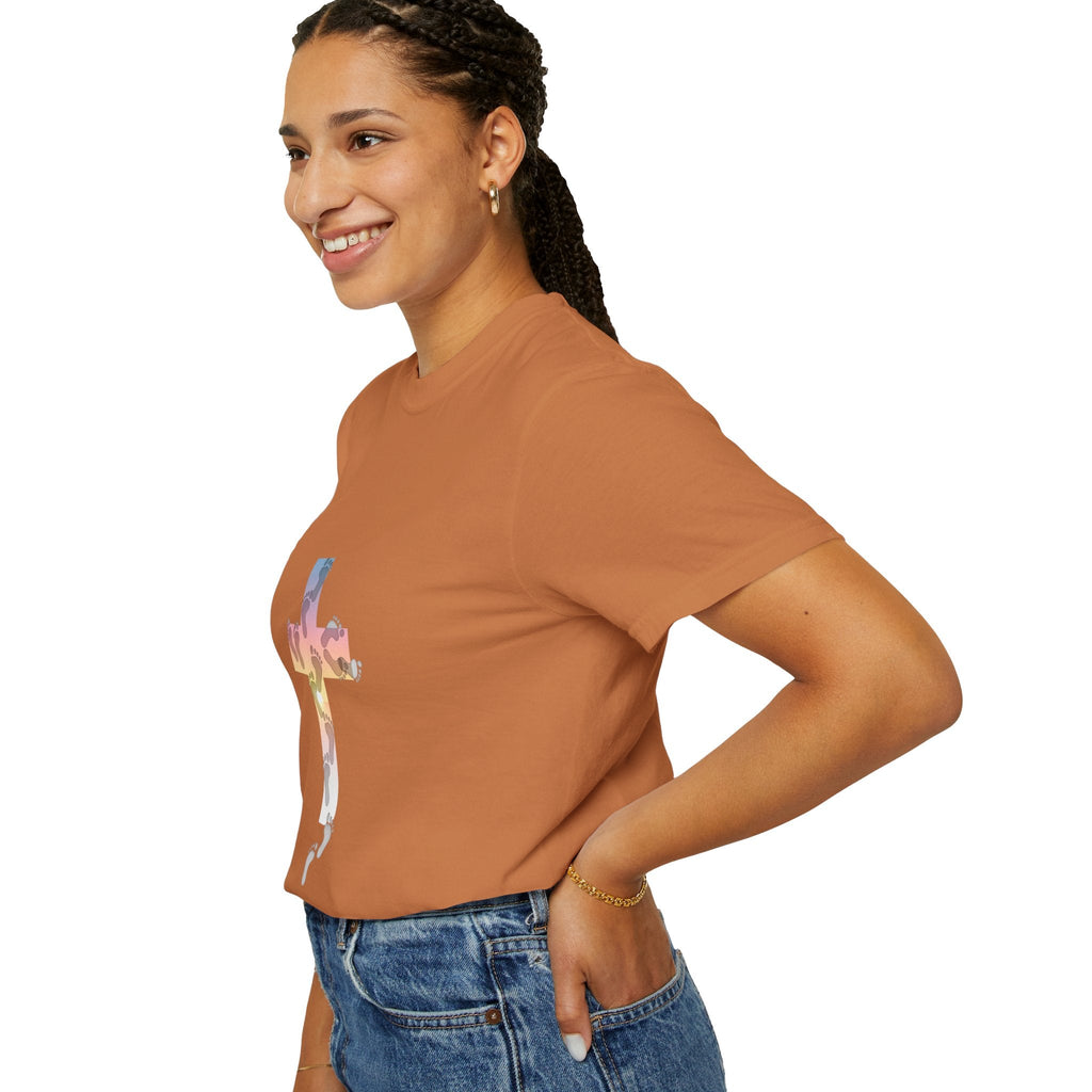Walk by Faith T-Shirt – Cross & Footprints Christian Tee for Bold Believers Printify