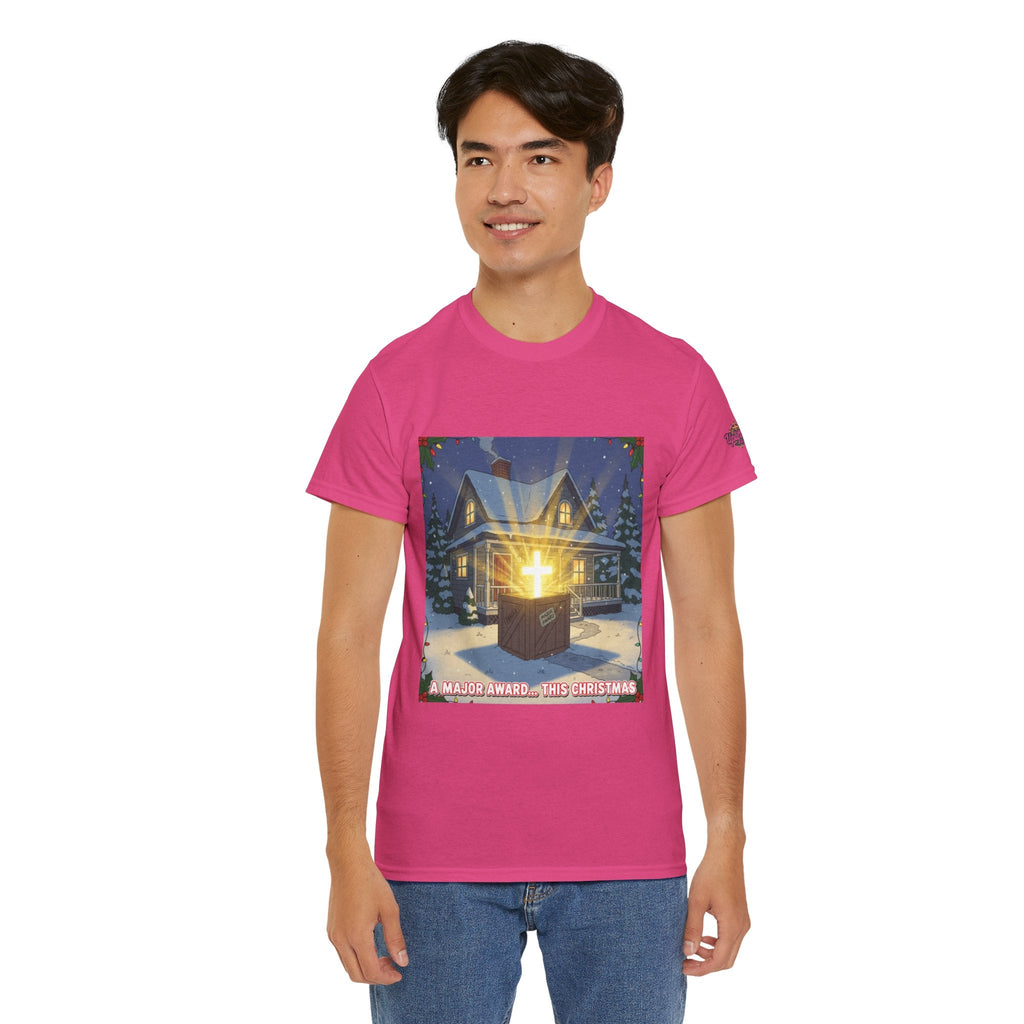 A Major Award This Christmas T-shirt – Fragile Leg Lamp Parody Cross Unboxing Christian T-shirt for Hilarious Faith & Holiday Glow Printify