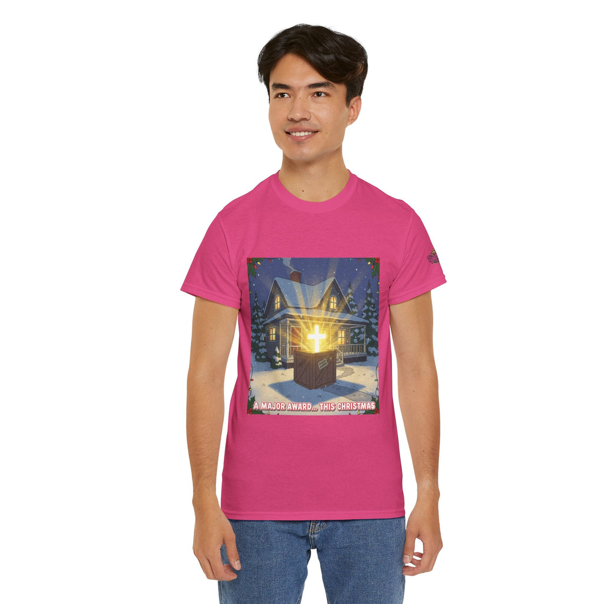A Major Award This Christmas T-shirt – Fragile Leg Lamp Parody Cross Unboxing Christian T-shirt for Hilarious Faith & Holiday Glow Printify