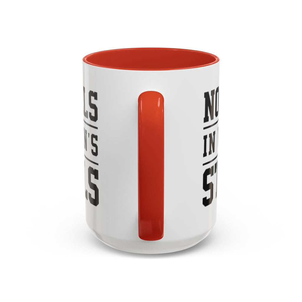 The Lord Says No Balls in Women's Stalls Accent Coffee Mug — Bold Typography 11/15oz Printify