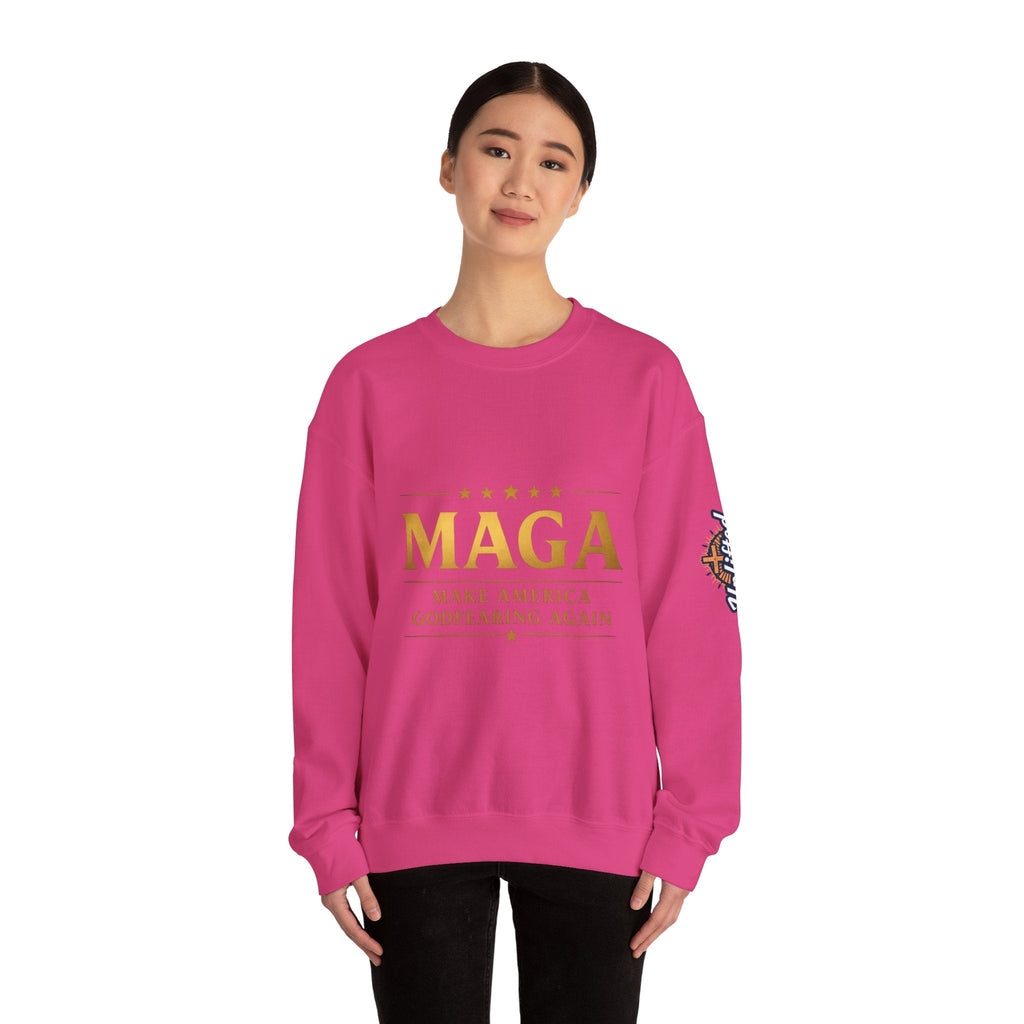 Sweatshirt — "MAGA Make America Godfearing Again" Gold Logo Crewneck Printify