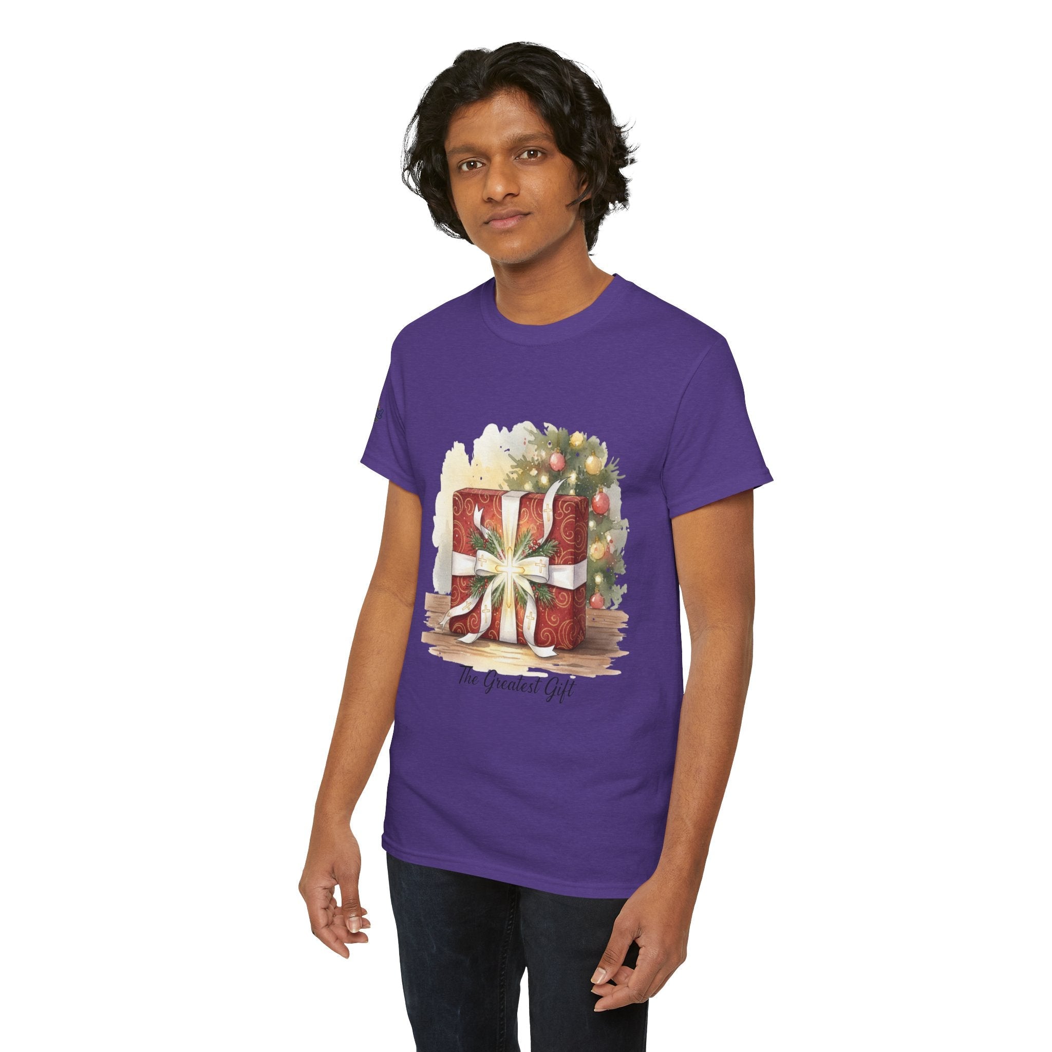The Greatest Gift T-shirt – Cross Bow Present Christian T-shirt for Christmas Salvation & Eternal Faith Printify