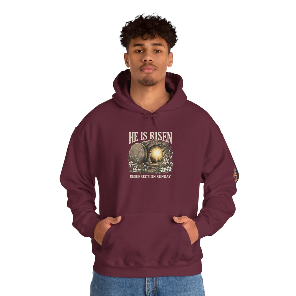 He Is Risen Hoodie — Jesus Christ Resurrection Easter Hoodie Printify