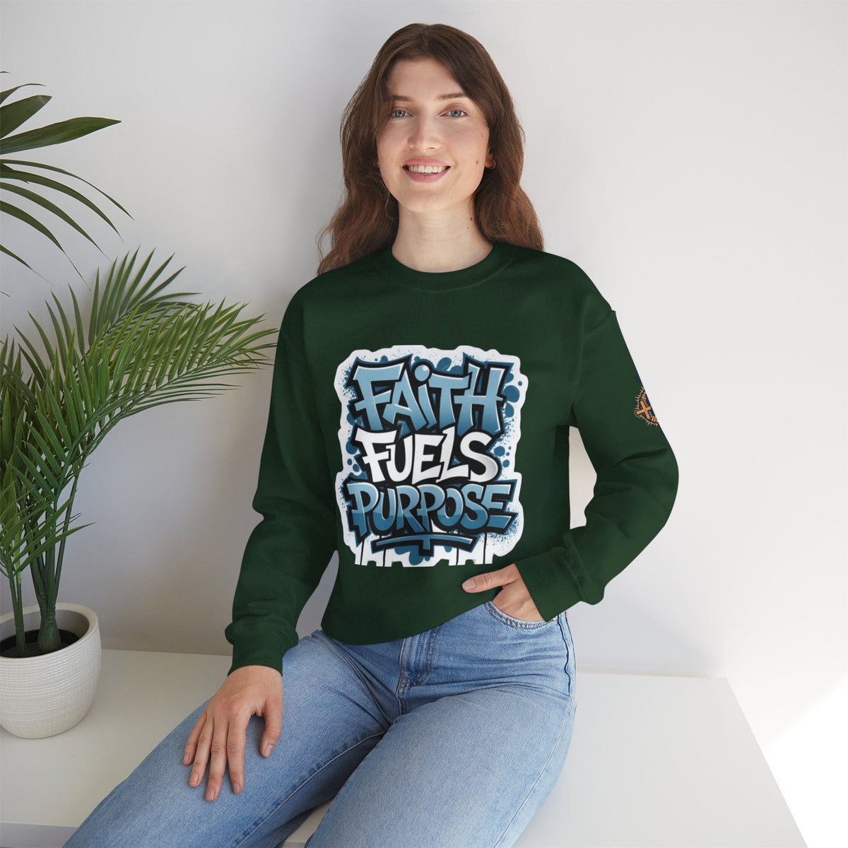 Faith Fuels Purpose Sweatshirt – Inspirational Christian Sweatshirt for Divine Drive & Unstoppable Belief Printify