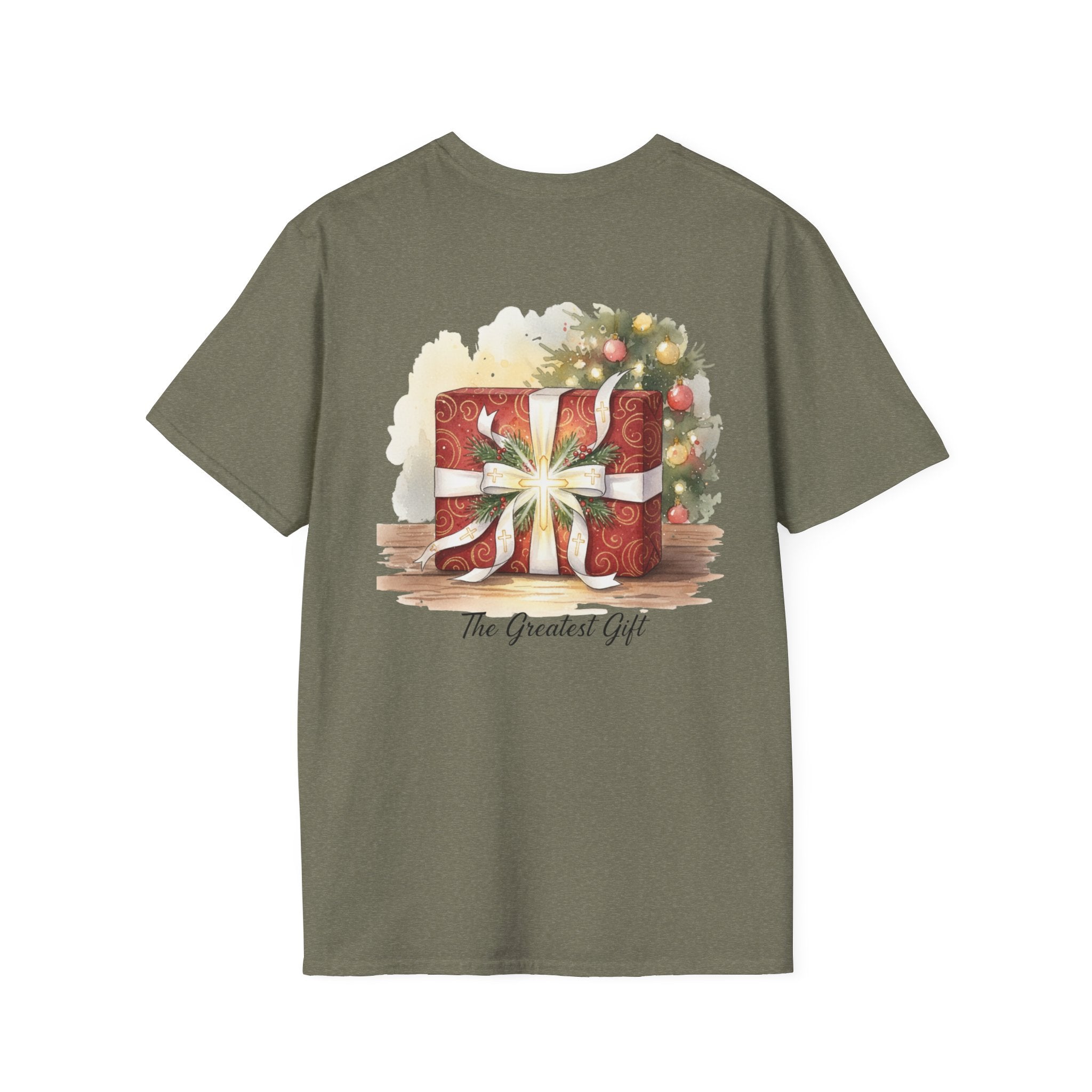 The Greatest Gift T-shirt – Cross Bow Present Christian T-shirt for Christmas Salvation & Eternal Faith Printify