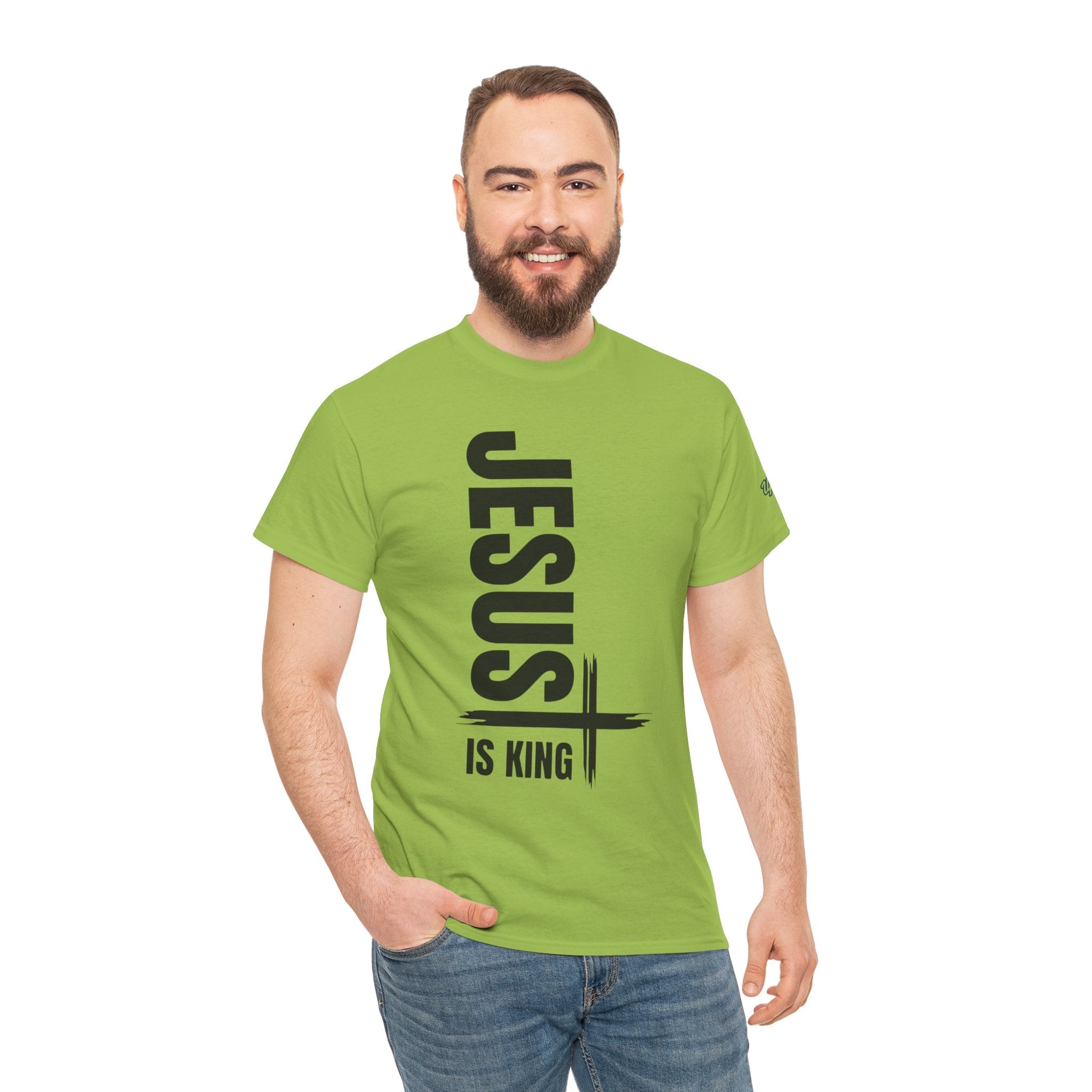 Jesus Is King T-shirt | Modern Typographic Cross Christian T-shirt Printify