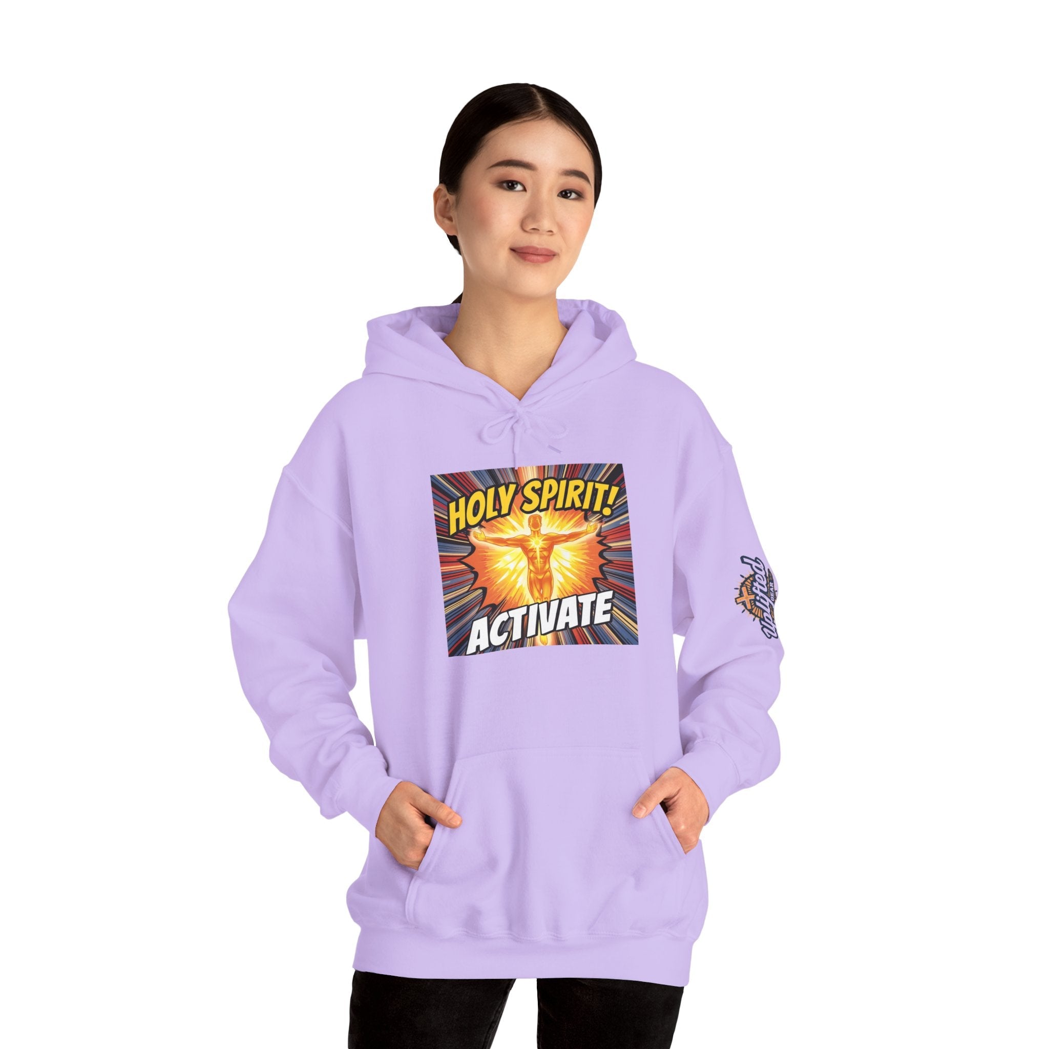 Holy Spirit Activate Hoodie – Superhero Christian Sweatshirt with Vibrant Power-Up Design for Faith-Fueled Boldness Printify