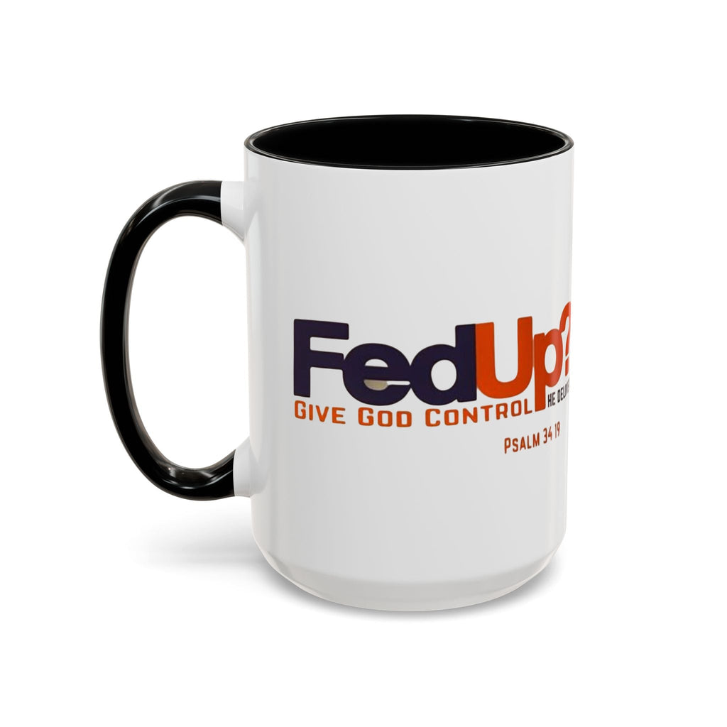 Funny Christian Coffee Mug — “Give God Control, HE Delivers” Accent Mug (11/15oz) Printify