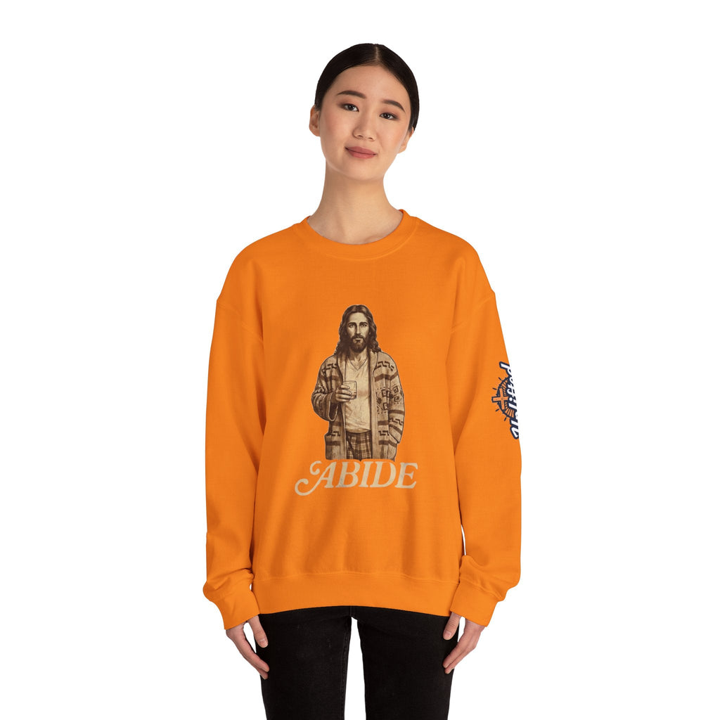 Abide Jesus Sweatshirt — Vintage 'The Dude' Religious Graphic Sweatshirt Printify