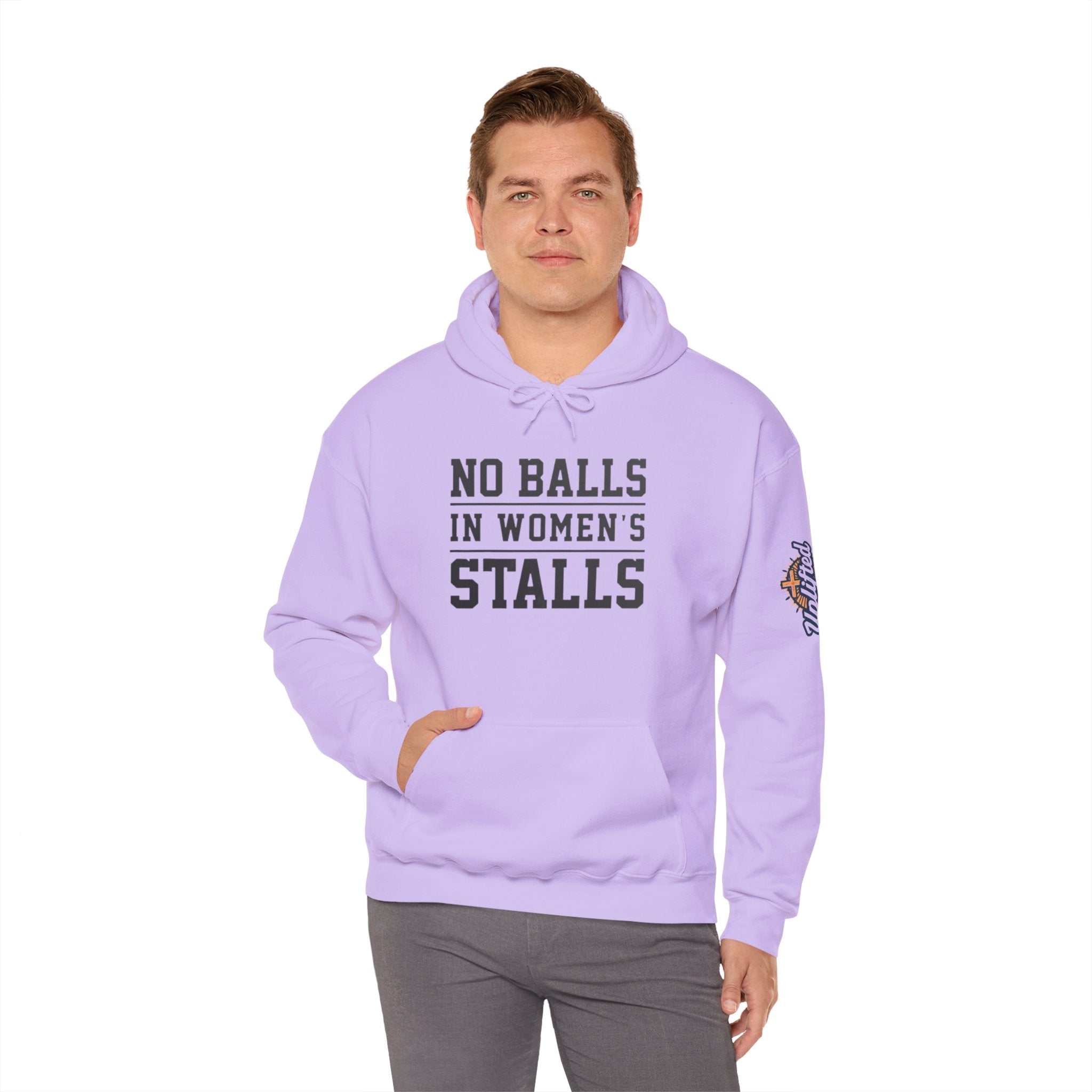 "No Balls in Women's Stalls" Statement Hoodie — Protest Sweatshirt Printify