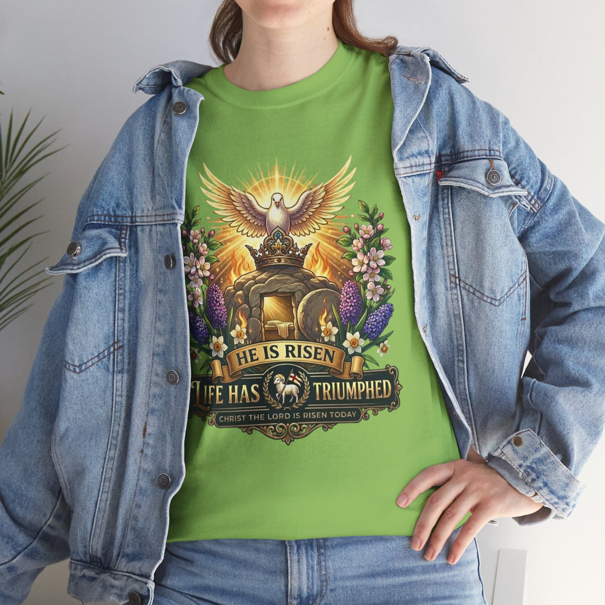 He Is Risen "Life Has Triumphed" T-Shirt — Easter Resurrection Christian Tee Printify