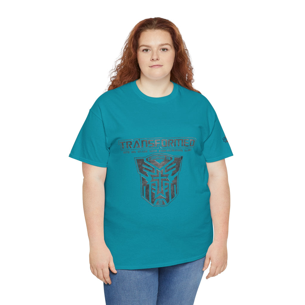 Transformer Logo Christian T-shirt | 2 Corinthians 3:18 Bible Verse T-shirt Printify