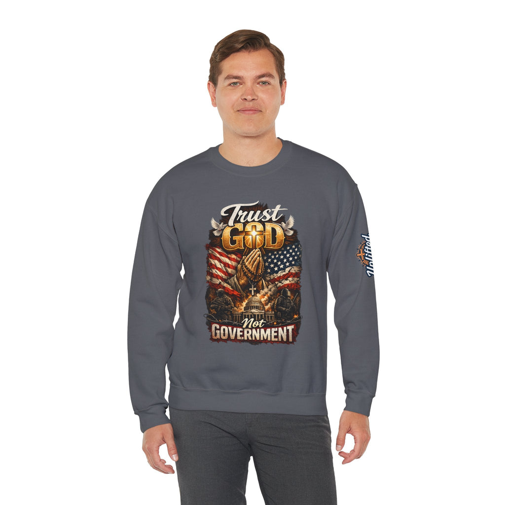 Trust God Not Government Sweatshirt — Vintage Patriotic Christian Sweatshirt Printify