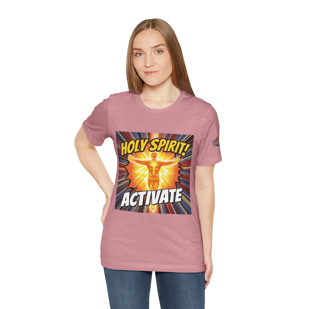 Holy Spirit Activate T-shirt – Superhero Christian T-shirt with Vibrant Power-Up Design for Faith-Fueled Boldness Printify