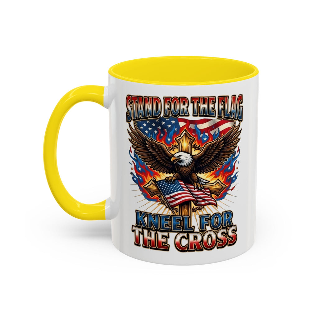 Patriotic Eagle Coffee Mug — "Stand for the Flag, Kneel for the Cross" (11/15oz) Printify