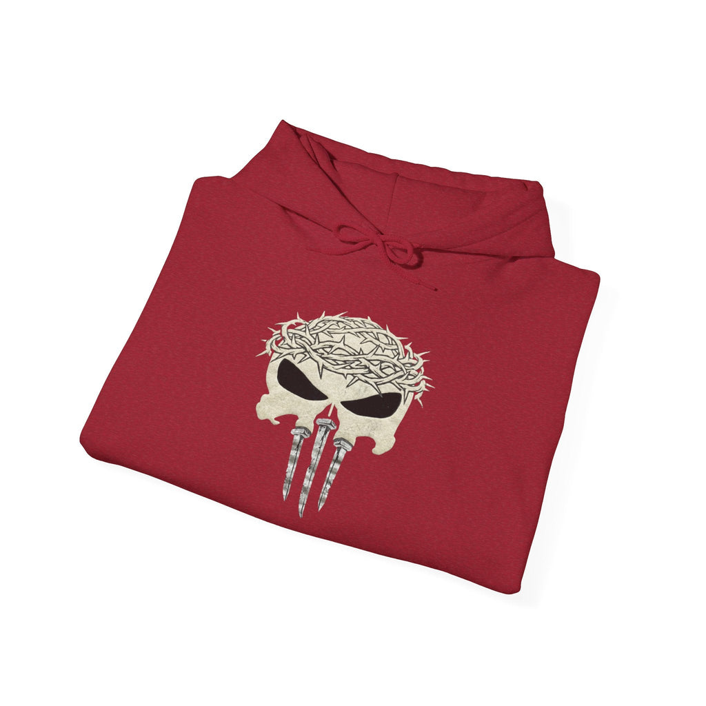 Christian Skull Hoodie - Crown of Thorns & Nails - Warrior Faith Hoodie Printify