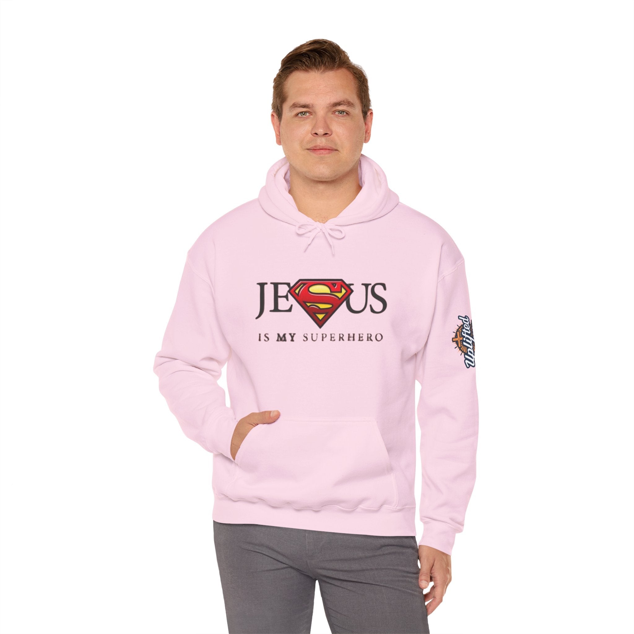 Jesus Is My Superhero Hoodie — Christian Faith Graphic Pullover Printify