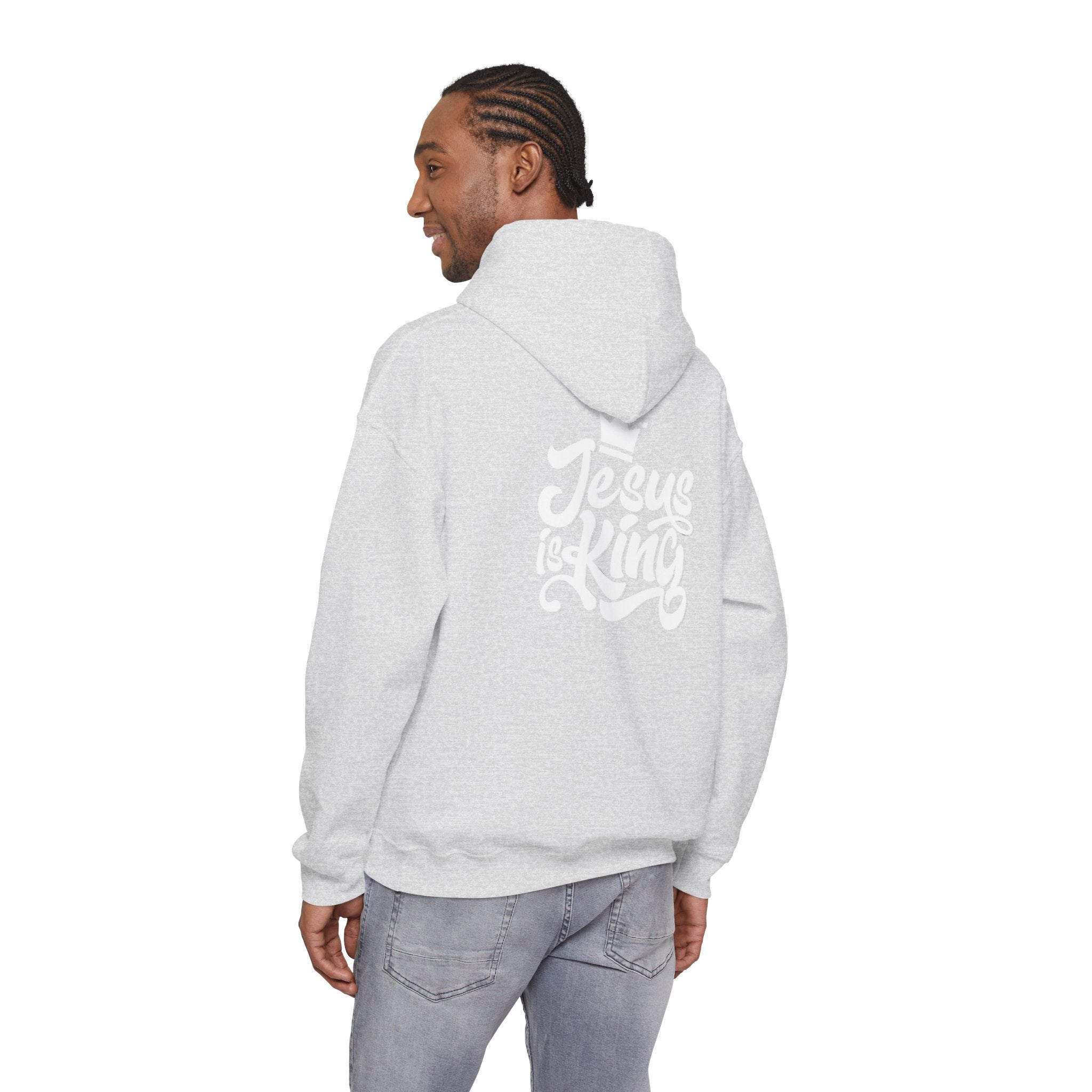 Jesus is King Hoodie – Bold Crown & Cross Christian Sweatshirt for Eternal Reign & Cozy Faith Printify