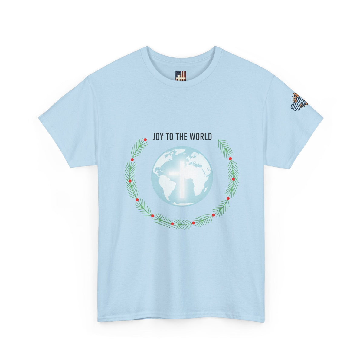 Joy to the World T-shirt – Wreath Earth Nativity Christian Christmas T-shirt for Isaiah 9:6 Holiday Faith & Festive Joy Printify