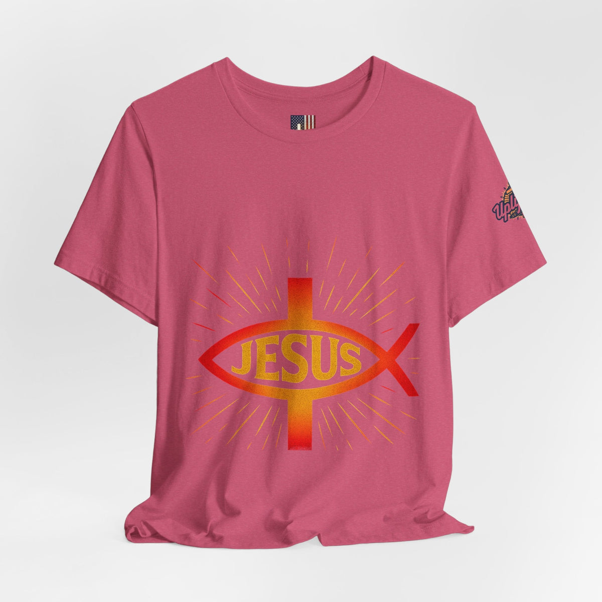 Jesus Ichthys T-shirt – Christian Fish Symbol with Cross & Jesus Inscription T-shirt for Eternal Faith & Streetwear Printify