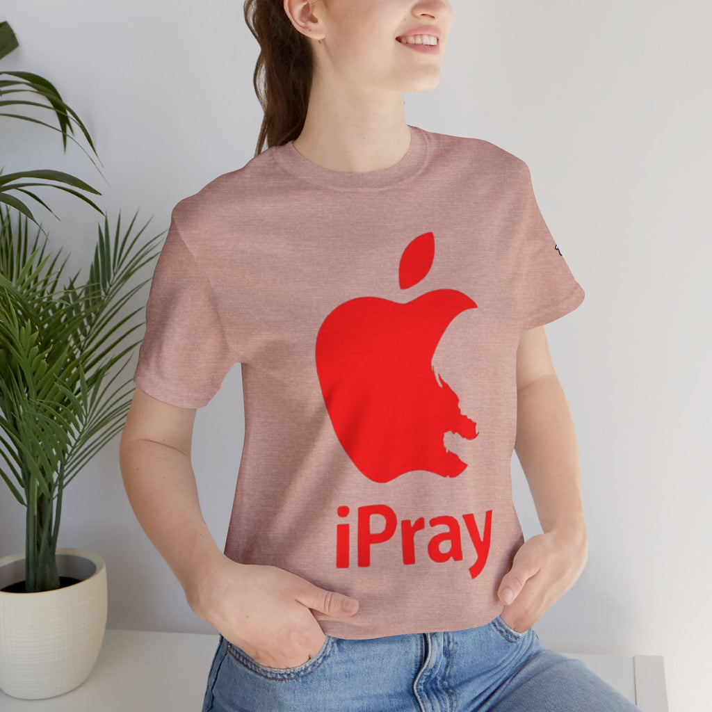 iPray Red Apple Christian T-Shirt — Faith Graphic Tee Printify