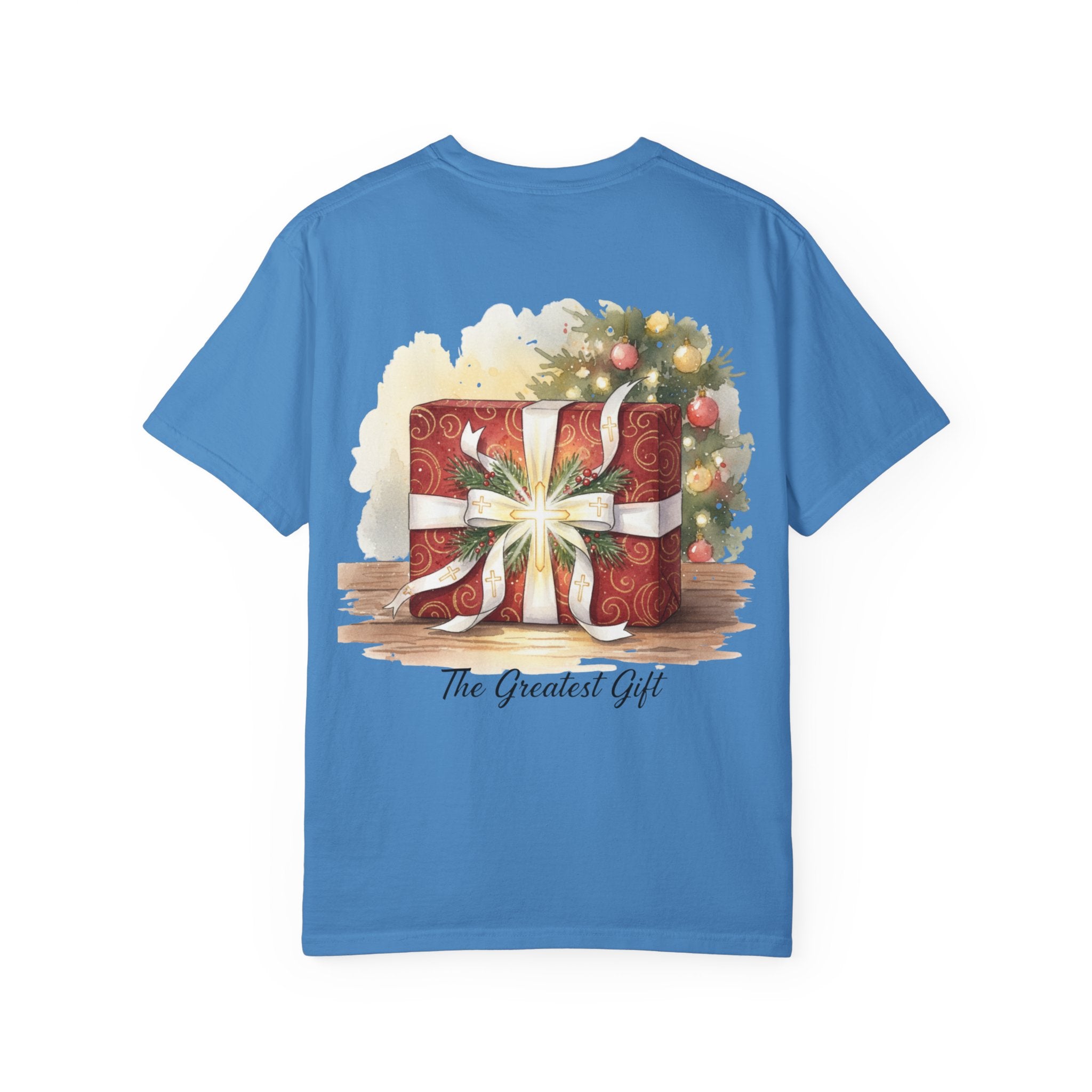 The Greatest Gift T-shirt – Cross Bow Present Christian T-shirt for Christmas Salvation & Eternal Faith Printify