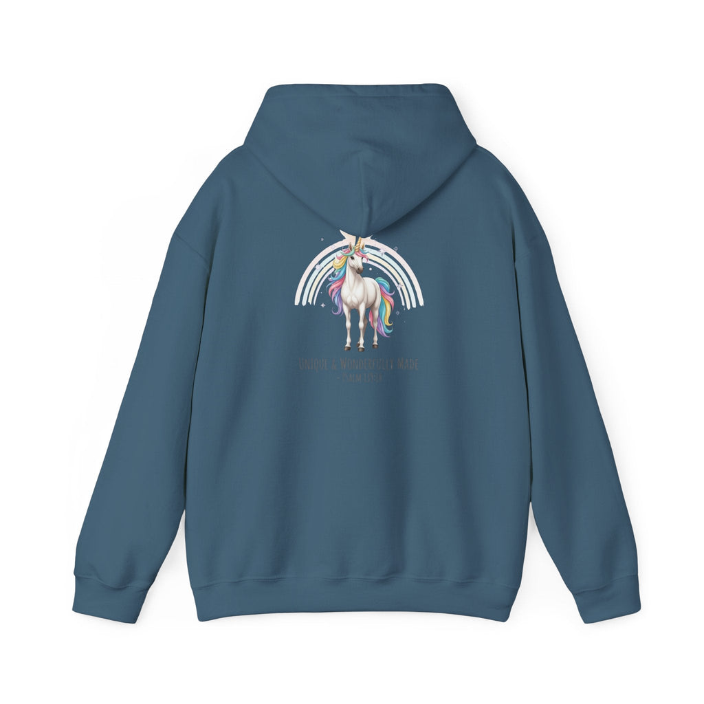 Unique Unicorn Hoodie – Rainbow Cross Psalm 139:14 Christian Hoodie for Wonderfully Made Printify