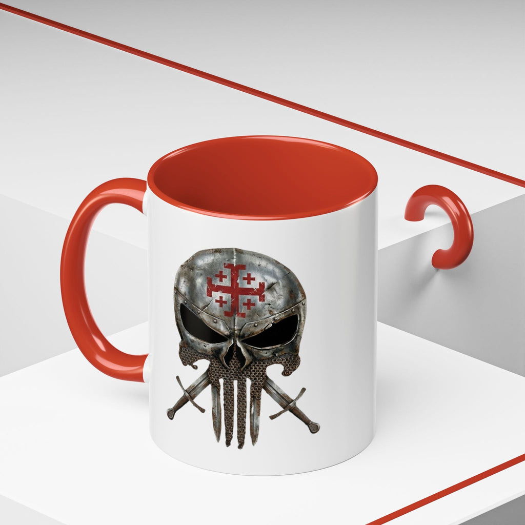 Crusader Knight Coffee Mug — 'Armor of God' Christian Skull 11/15oz Accent Mug Printify