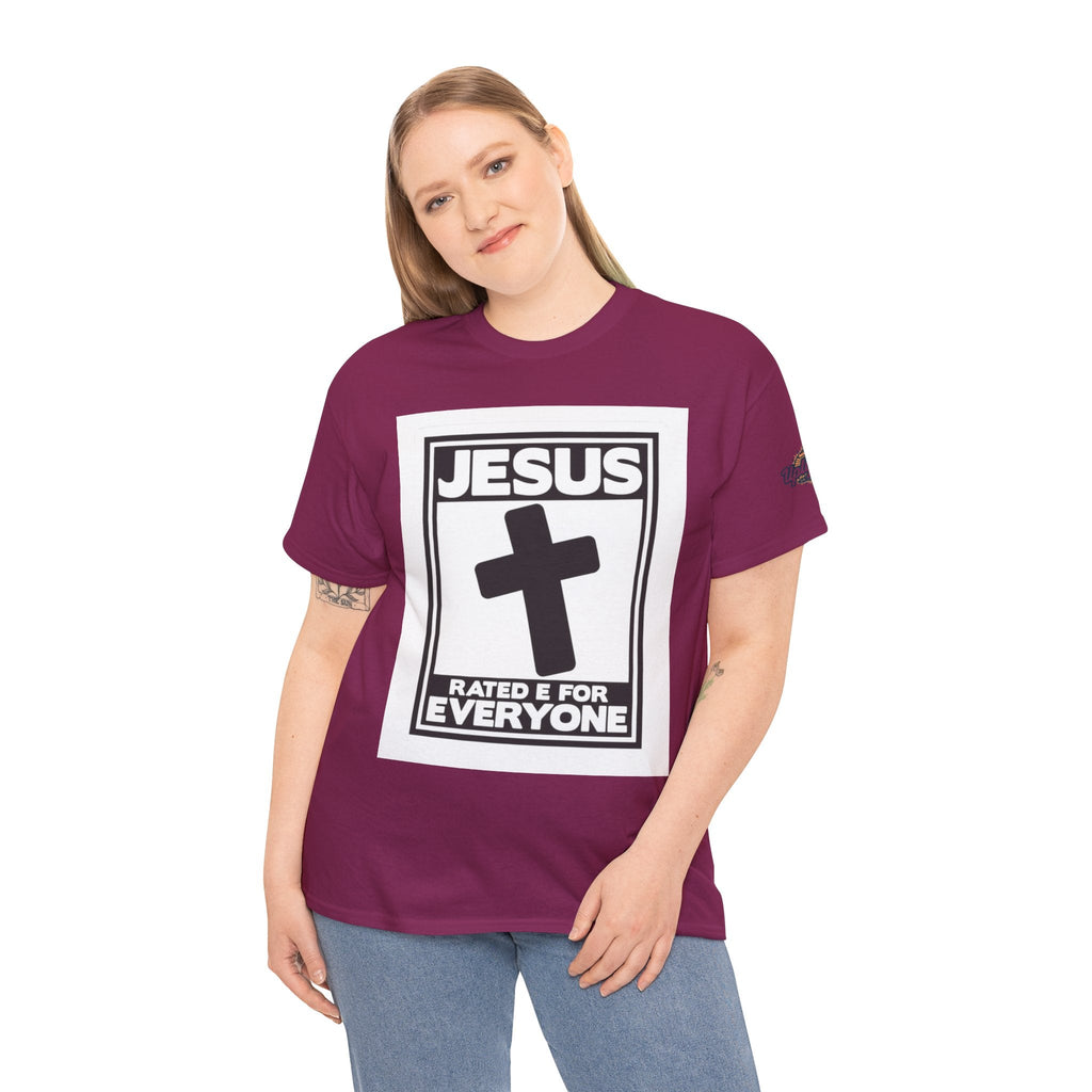 Jesus, Rated E for Everyone T-shirt - Gamer Faith T-shirt - Christian Video Game Parody Printify