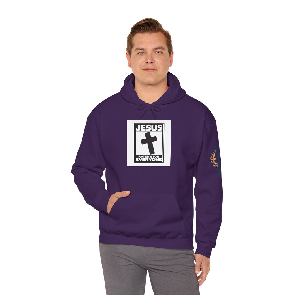 Jesus, Rated E for Everyone Hoodie - Gamer Faith Hoodie - Christian Video Game Parody Printify