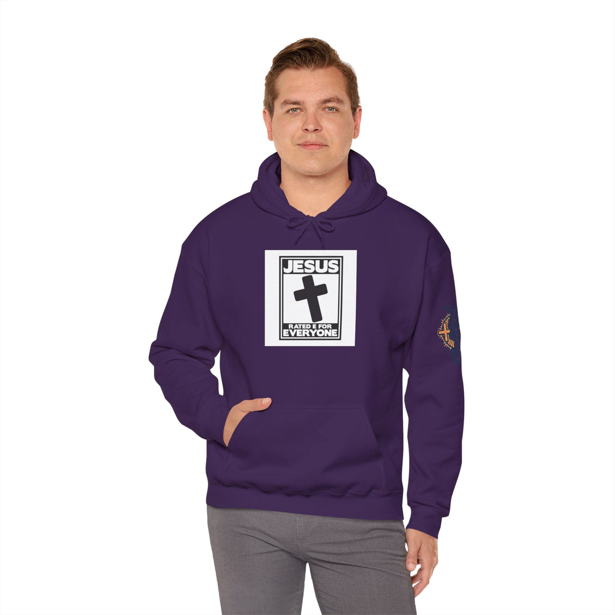 Jesus, Rated E for Everyone Hoodie - Gamer Faith Hoodie - Christian Video Game Parody Printify