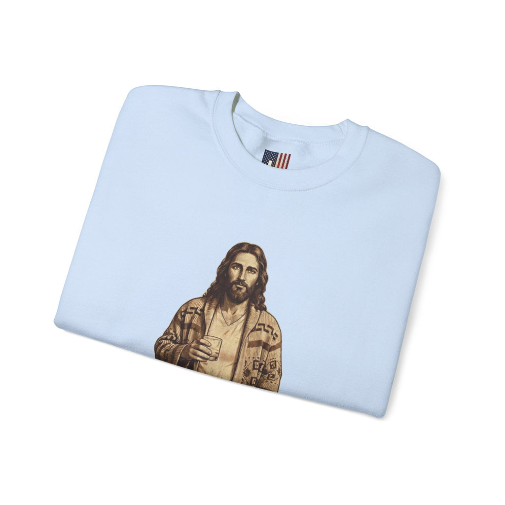Abide Jesus Sweatshirt — Vintage 'The Dude' Religious Graphic Sweatshirt Printify