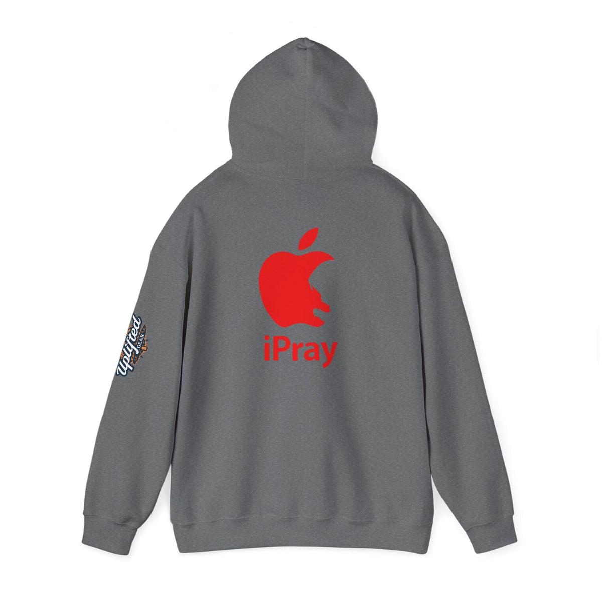 iPray Apple Logo Hoodie — Funny Christian Hoodie (Minimal Red Apple Graphic) Printify