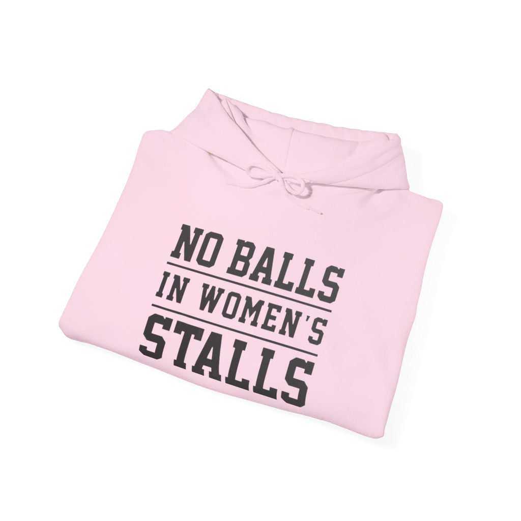 "No Balls in Women's Stalls" Statement Hoodie — Protest Sweatshirt Printify