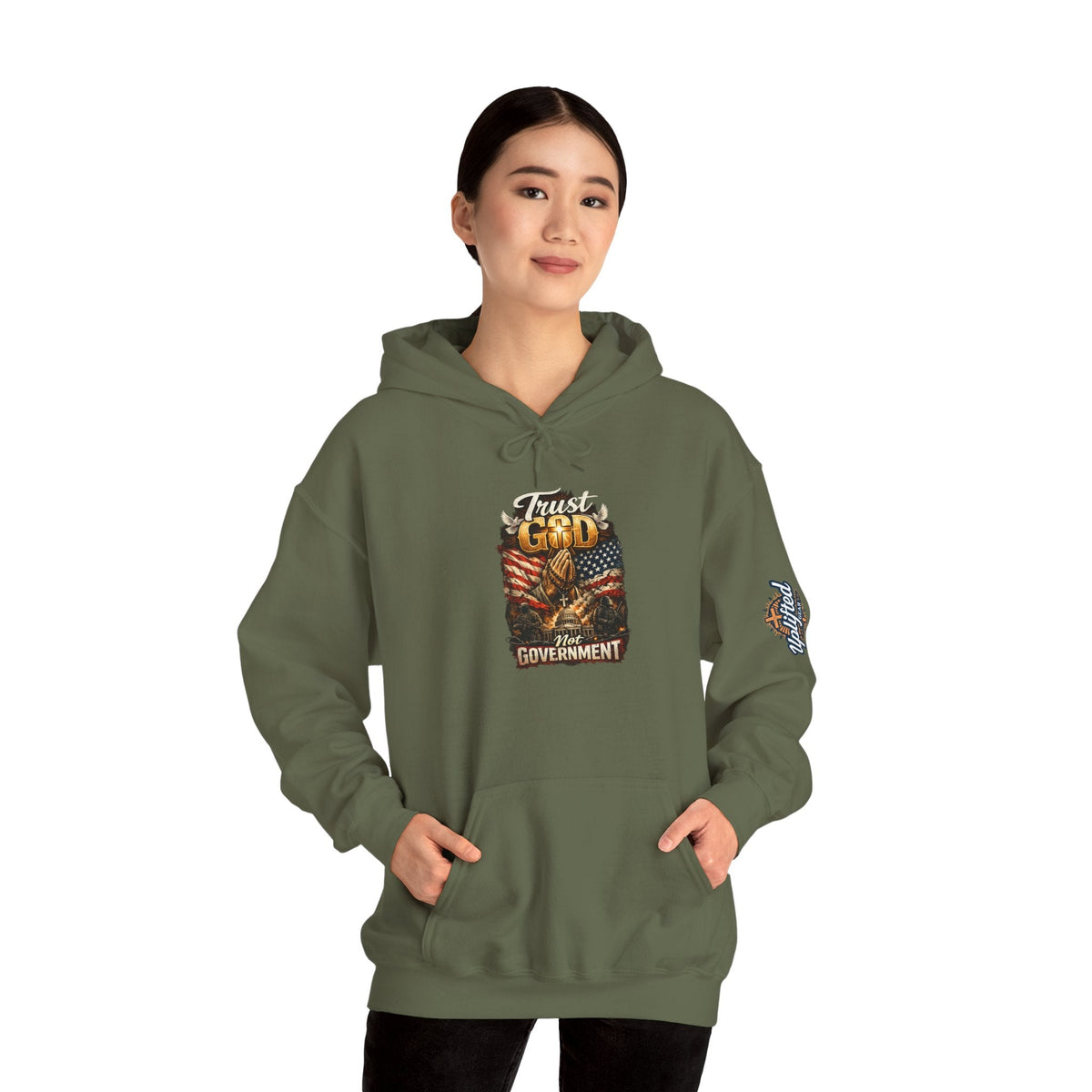 Trust God Not Government Hoodie — Vintage Patriotic Christian Hoodie Printify