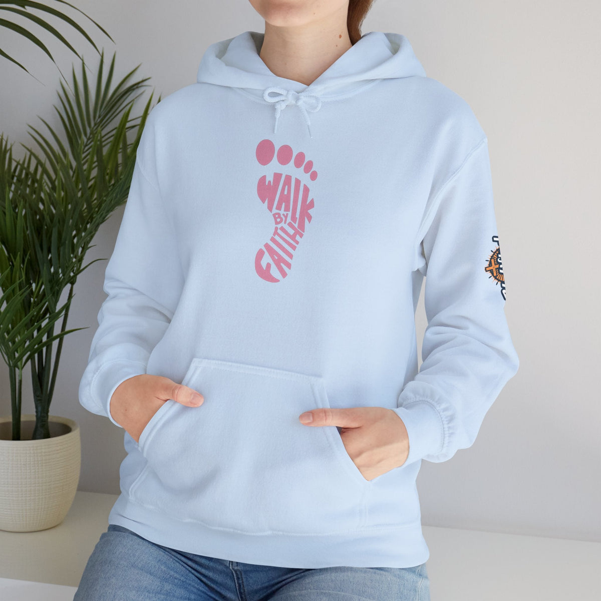 Walk By Faith Footprint Hoodie Printify