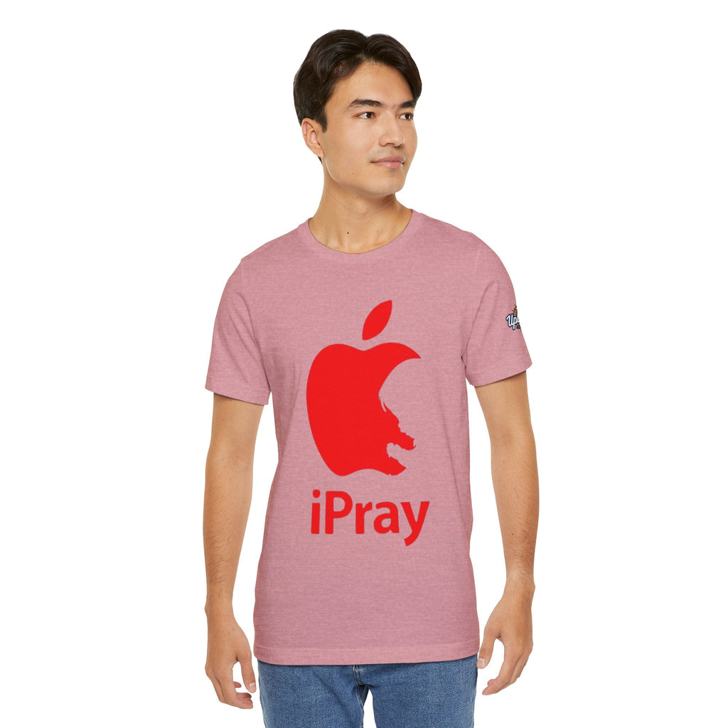 iPray Red Apple Christian T-Shirt — Faith Graphic Tee Printify
